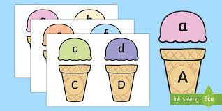 Draw a line to match the . Ice Cream Upper And Lower Case Matching Activity