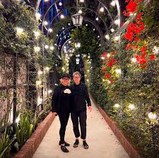 Almost 2 years ago to the day, here we were after installing my hanging  sculptures at The Moxy Hotel in LA—A most exhilarating time! My partner in  life & art & design,