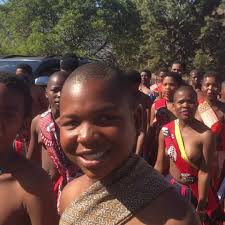 Swazi Maidens in Procession at the Swaziland Reed Dance Festival (Umhlanga)