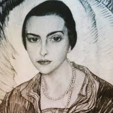 Romana Halpern (1900-1944) 1928 lithograph by Witkacy —literary salon  hostess, divorcee, confidant of Bruno Schulz. I think this is a really  magnificent portrait. Witkacy often notated the drugs he was under the