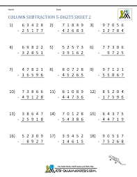 Subtraction facts worksheets with various ranges and including worksheets for practicing individual facts. 5 Digit Subtraction Worksheets