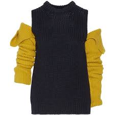 Black And Yellow Sweater Calvin Klein 205w39nyc Cutout Wool Sweater 800 Liked On Polyvore Featuring Tops Sweaters Dresses Yellow Knitwear Midnight Blue Slim Look Looks Moda