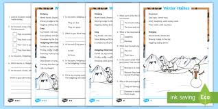 Ks1 Winter Haikus Differentiated Worksheet Worksheet