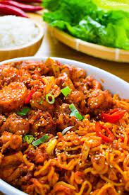 Dakgalbi Spicy Stir Fried Chicken With Ramen Rice Gilded Gingerbread Recipe Spicy Recipes Food Recipes