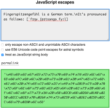 Every character is concatenated with the. Javascript Character Escape Sequences Mathias Bynens