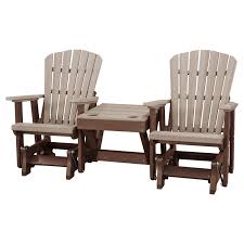Os Home Model Weatherwood And Tudor Brown Double Glider With Center Table Recycled Plastic Furniture Home American Furniture