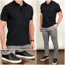 Modern Business Casual Throw On An Awesome Pair Of Leather Sneakers With Your Polo And Chinos For Some Mens Casual Outfits Mens Outfits Polo Shirt Outfits