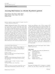 Pdf Assessing Fluid Balance In Critically Ill Pediatric