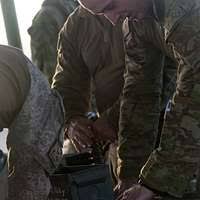 Spc. Alexis Kpochan, 300th Sustainment Brigade, practices