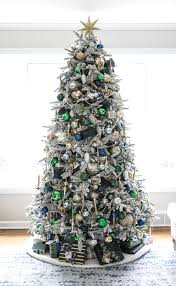 Navy And Green Christmas Tree Christmas Tree Decor Ideas