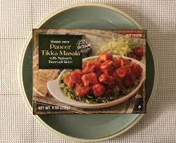 The richness of the sauce and the good sized pieces of chicken are perfect. Trader Joe S Paneer Tikka Masala With Spinach Basmati Rice Review Freezer Meal Frenzy