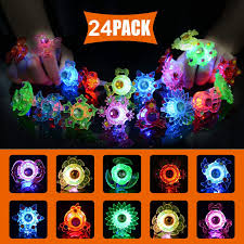 Christmas Led Party Favors Rings For Kids 24pcs Light Up Glow In The Dark Bling Jelly Flashing Ring For Girls Birthday Class Prizes Christmas Stocking Stuffers Party Supplies Gift Goodie Bags