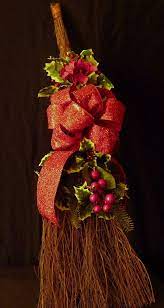 I Want To Decorate My Cinnamon Broom For X Mas But With Cuter Decor Cinnamon Broom Christmas Floral Christmas Arrangements