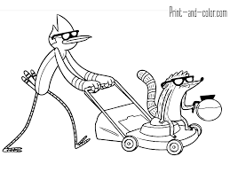 After mordecai and rigby accidentally pass themselves off as a real band. Regular Show Coloring 3 Mordecai Rigby Lawn Mower Regular Show To Color 1200x900 Wallpaper Teahub Io