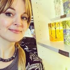 Mini Blue Tree Fused Glass Suncatcher 8cm