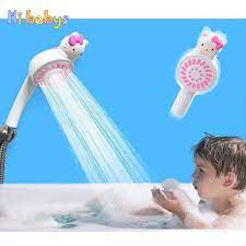 A compact battery operated portable baby shower with a gentle flow. Baby Shower Heads Kids Shower Bath Lovely Hand Shower Water Booster Sucker Head Hello Kitty Bathroom Cartoon Water Spray Toy Baby Tubs Aliexpress