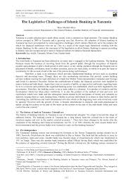 Pdf The Legislative Challenges Of Islamic Banking In Tanzania