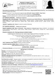 SEMAINE DU SAMEDI 27 AOÛT AU DIMANCHE 3 SEPTEMBRE 2023