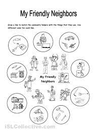 The story of frosty the snowman is one of my preschoolers' favorite winter stories! My Friendly Neighbors Community Helpers Worksheets Kindergarten Worksheets Community Helpers Kindergarten