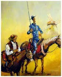 The simple peasant who follows don quixote out of greed, curiosity, and loyalty, sancho is the novel's only character to exist both inside and outside of don quixote's mad world. Pin By Marco A Colon On Don Quixote Man Of La Mancha Don Quixote Art