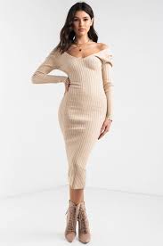 Front View You And Me Long Ribbed Sweater Dress In Cream Ribbed Dresses Winter Dress Outfits Sweater Dress Midi