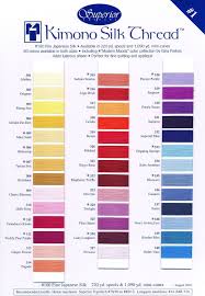 Superior Kimono Silk Thread Colour Card 1 Quilting Thread