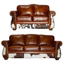 Cowhide Leather Sofa In 2020 Rustic Leather Sofa Rustic Sofa Leather Sofa Bed