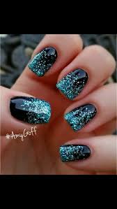 Acrylic Black And Teal Nails Amy Goff Nail Art Teal Nails Ombre Nails Glitter Ombre Nails