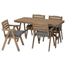 Falholmen Table And 4 Armchairs Outdoor Light Brown Stained Gray Brown Froson Duvholmen Dark Gray Ikea Staining Wood Wooden Outdoor Furniture Ikea Dining Sets