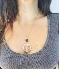 Anchor Gold Plated Woman Necklace Crystals Anchor Necklace Etsy Womens Necklaces Necklace Essentials Delicate Necklace