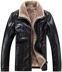 Mrs Duberess Mens Thich Winter Pu Leather Jacket Fur Lined Coat Warm Parka Outwear Black L Amazon Co Uk Clothing Kurk Ceket Deri