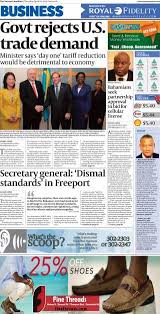 Front Page Of The Business Section Of The Nassau Guardian The Bahamas Leading Newspaper 10 April 2014 Nassau Bahamas Business
