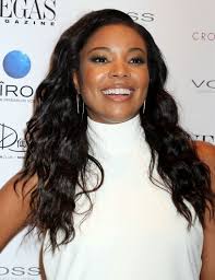 Gabrielle Union's long, glossy and curled black hair