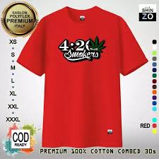 Desain baju futsal warna hitam merah tampil lebih berkelas. Shinzo Design Kaos Unisex 17 Warna T Shirt 420 Smokers Kaos Fourtwnty Baju Kaos Pria Wanita