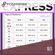 express size chart i have a lot of express stuff so here is