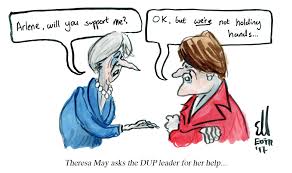 Arlene foster cartoon riding theresa may and offering her the carrot of brexit. Eoin Kelleher On Twitter Theresa May Asks Arlene Foster For Her Help Electionresults Dup Dupcoalition Hungparliament Handholding Cartoon Https T Co H3j32epcou