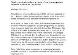 Modèle de lettre candidature spontanée pour un emploi cv via. Lettre De Motivation Licence Psychologie