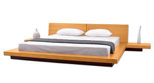 With a full panel headboard. Fujian Modern Platform Bed Oak Matisseco