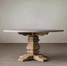 Salvaged Wood Weathered Concrete Trestle Table All Round Tables Restoration Hardware Pedestal Table Base Round Wood Table Wood Table Bases