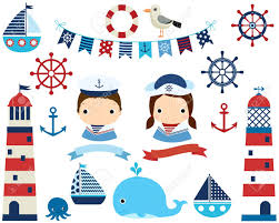 Náutico invitaciones de marinero para editar. Lindo Juego Nautico Con Ninos Y Ninas Faros Y Elementos De Diseno Marino Ilustraciones Vectoriales Clip Art Vectorizado Libre De Derechos Image 79221967