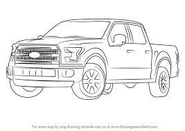 How To Draw Ford F-150 Truck Step By Step Learn Drawing By This Tutorial For Kids And Adults Car Drawings Fire Truck Drawing Ford Raptor Truck