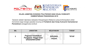 Permohonan adalah dipelawa daripada warganegara malaysia ya. Jawatan Kosong Di Politeknik Dan Kolej Komuniti Kementerian Pendidikan Malaysia Jobcari Com Jawatan Kosong Terkini