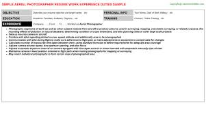 Complete guide to write a professional resume for photography. Aerial Photographer Resume Sample