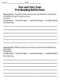 This Two Page Resource Is Perfect For A Pre Reading Assignment For The Novel The One And Only Ivan By Katherine Applegat One And Only Ivan One And Only Reading