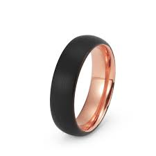 Black And Rose Gold Mens Wedding Band Tungsten Rose Gold Wedding Band Black Tungsten Ring Man Engagement Male Rose Gold Ring Unisex 6mm Mens Wedding Band Black And Rose Gold Ring Tungsten With Images Black Wedding Rings Rose Gold