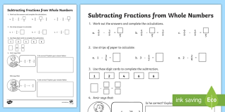 This method is quite simple when it comes to whole numbers. Subtracting Fractions From Whole Numbers Worksheet