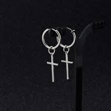 With dangle earrings for both men and women pick your perfect pair. Cross Clip On Earring Mens Earrings Cross Earrings Clip Earrings Silver Cross Earrings Earrings For Men Dangling Cross Earring Wish