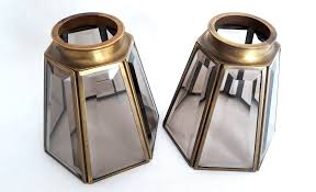 With the bright light it is quite transperant. Pair Hexagonal Sided Brass Tinted Beveled Glass Replacement Etsy Globe Lamps Replacement Lamp Shades Glass Replacement