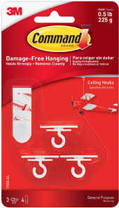 Some of your options include: Command Ceiling Hooks 3