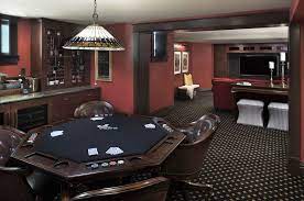 Elegant Basement Entertaining Poker Table Built In Bar Bars For Home